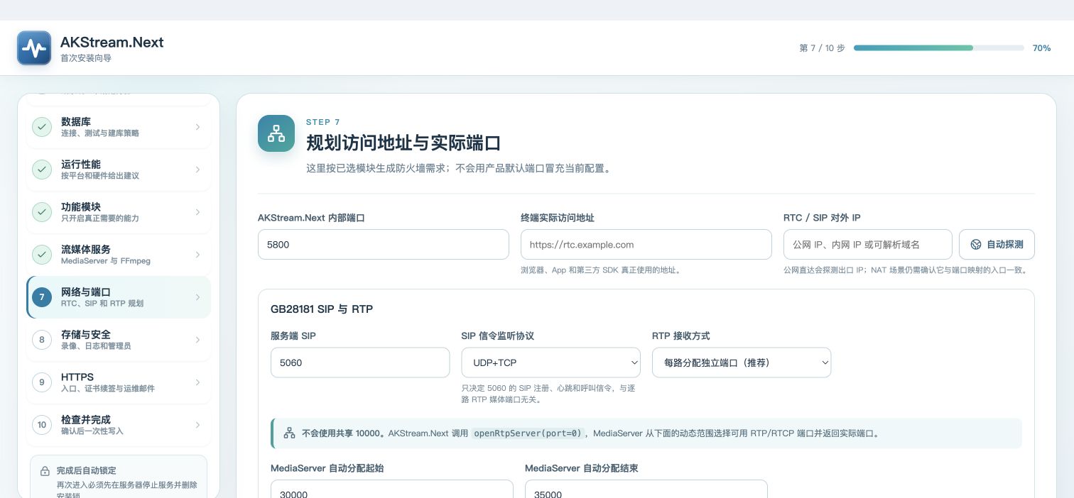 真实第 7 步：终端地址、对外 IP 和端口规划页面