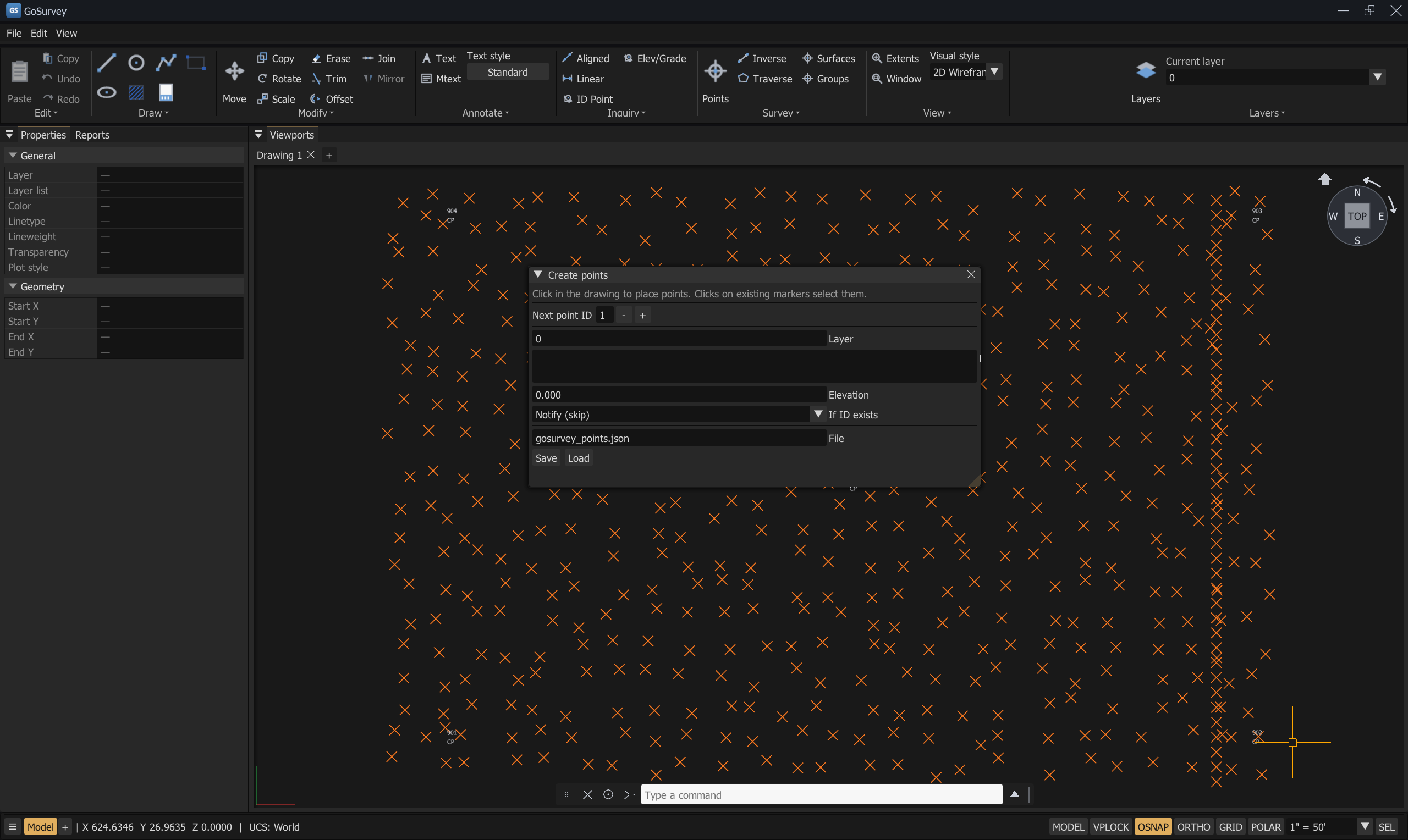 Create points panel