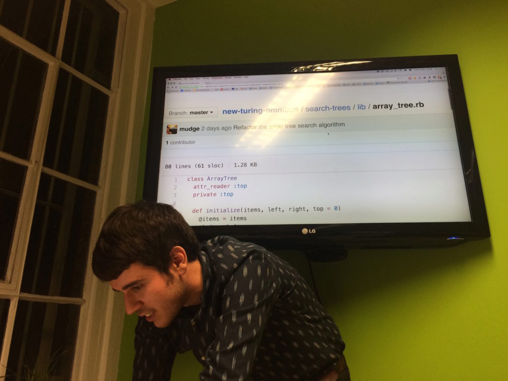 Paul showing a Ruby implementation of an array-based tree