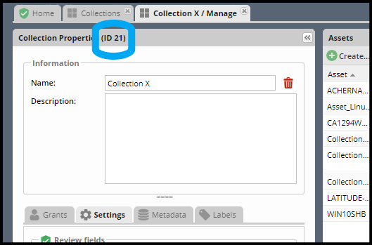 Manage Collection - ID