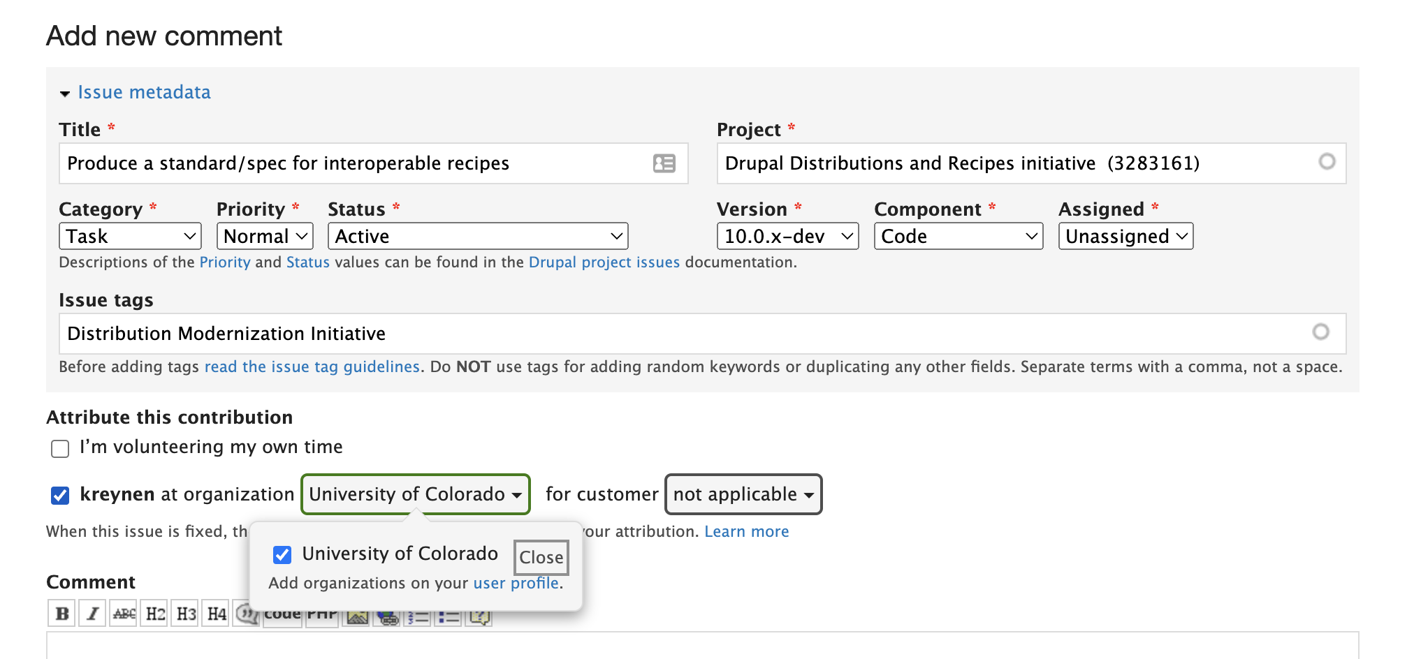 Drupal.org Issue Credit UI