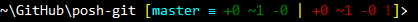 C:\Users\Keith\GitHub\posh-git [master ≡ +0 ~1 -0 | +0 ~1 -0 !]> 