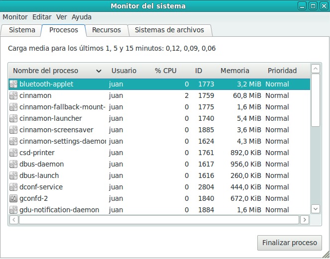 Monitor del sistema