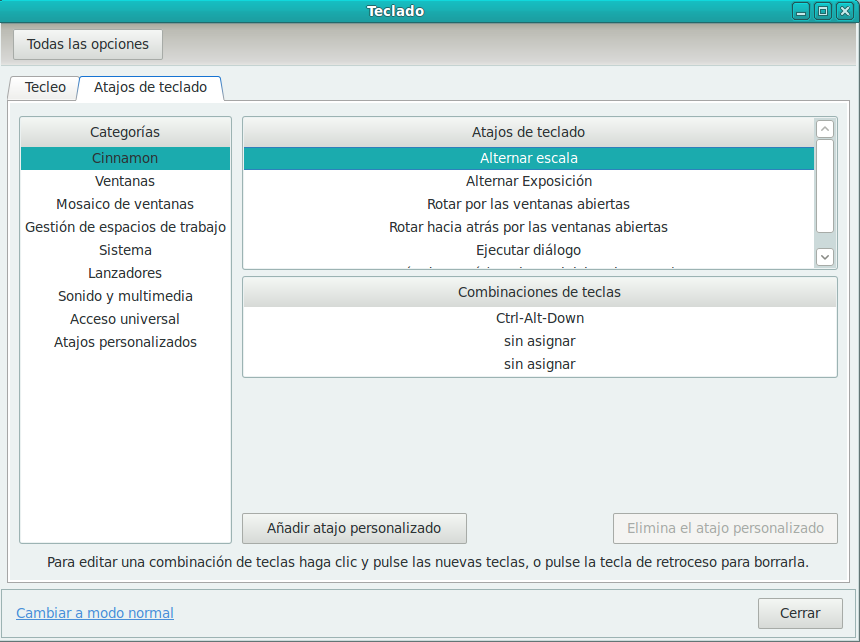 Configuración de atajos