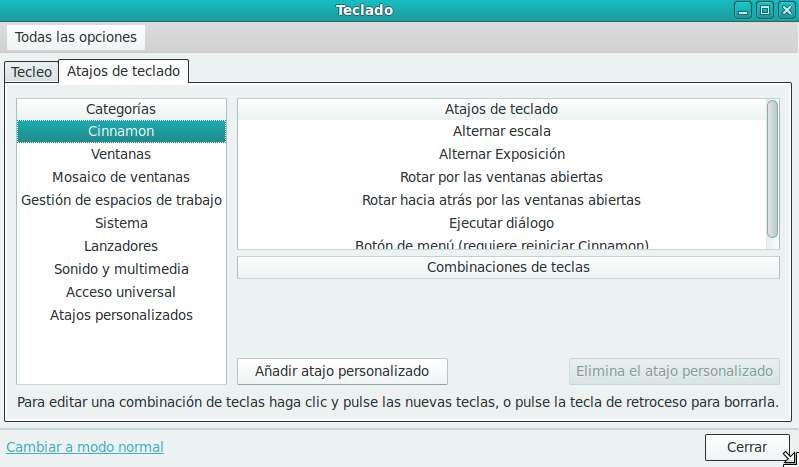 Configuración de atajos