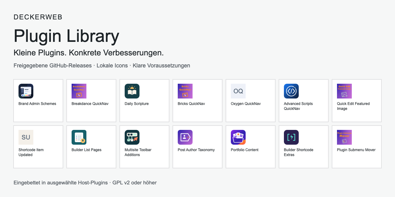 Schematischer Überblick über den deckerweb Plugin-Katalog