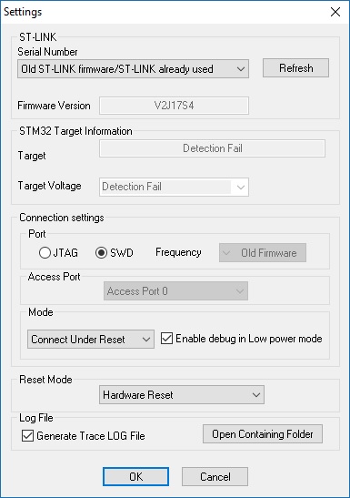 Settings window