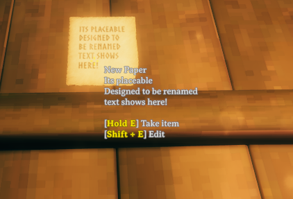 Pinned paper hover: take item or edit