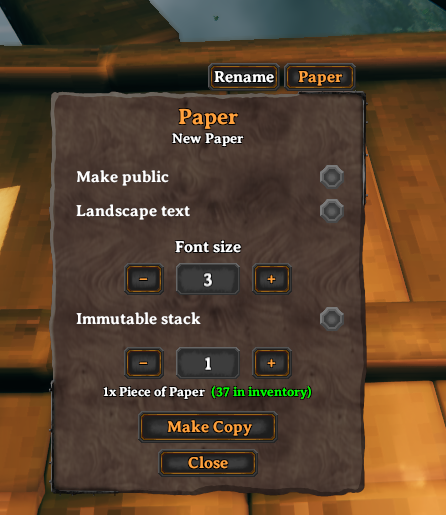 Paper tab with public, landscape, font, copies