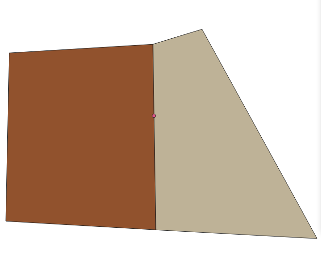 exemplo de vértices não compartilhados em bordas compartilhadas em polígonos.