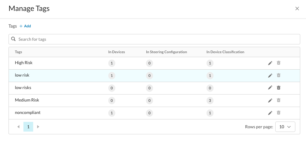 Netskope Manage Tags dialog