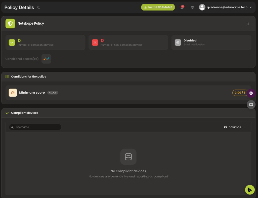 Policy details for a Netskope-backed policy