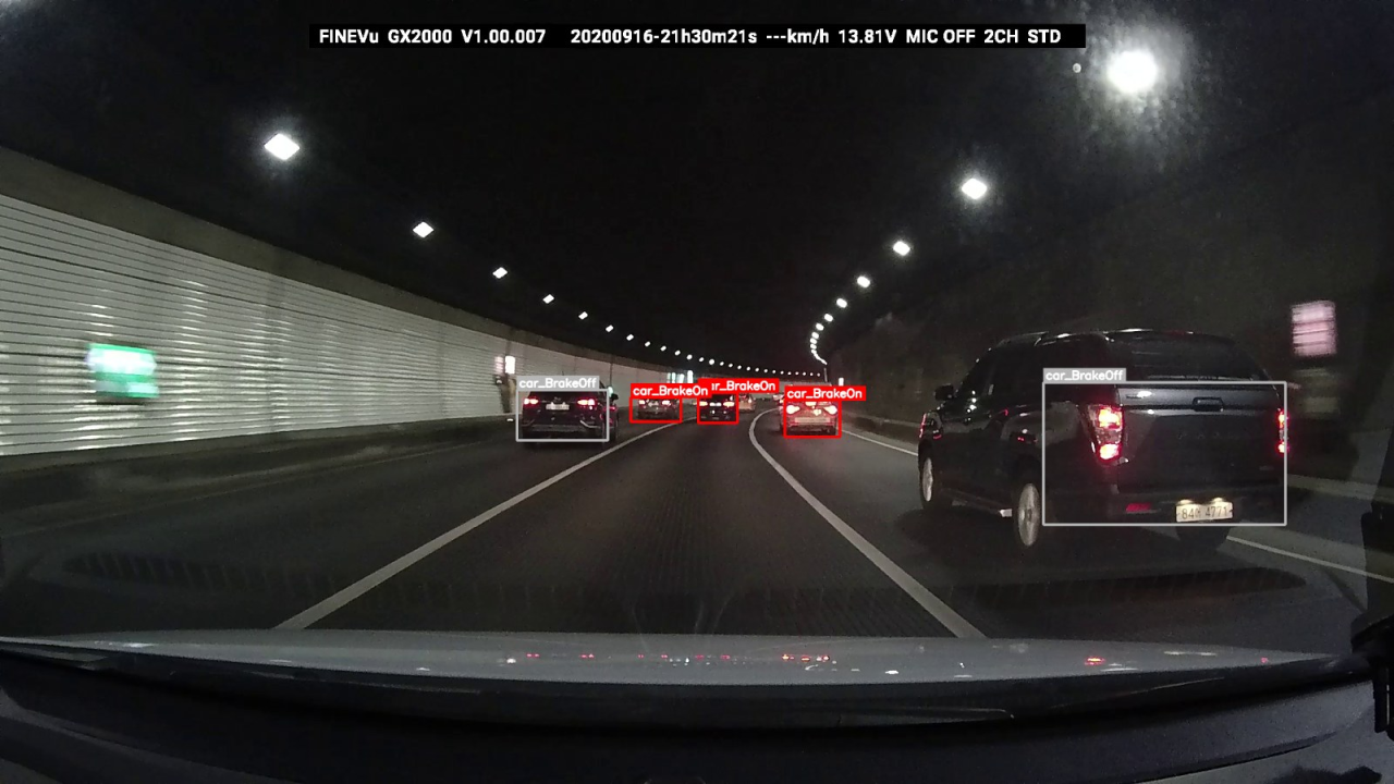 Brake light dataset — tunnel scene