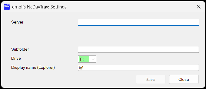 The account window before the server has been entered