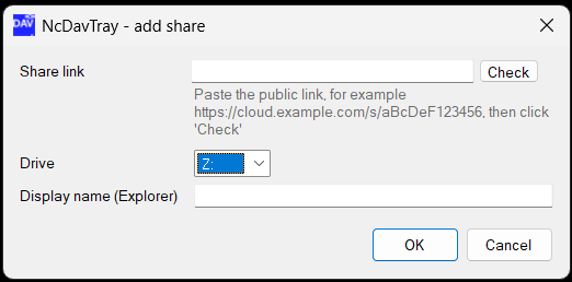 The add share link dialog, before the link is checked