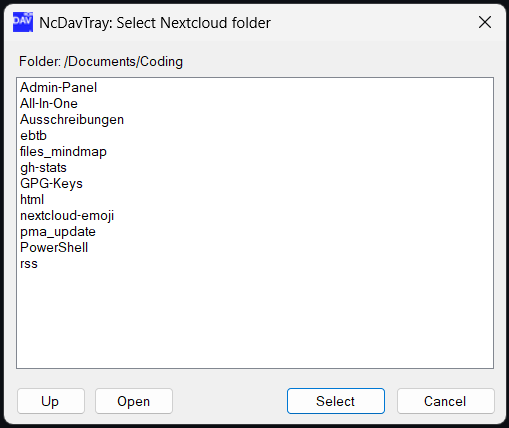 Built-in folder browser