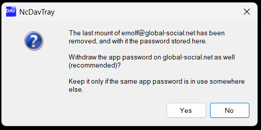 The question asked when the last mount of an account is removed