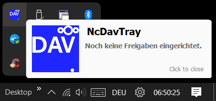 The tray icon right after installing, with nothing configured yet