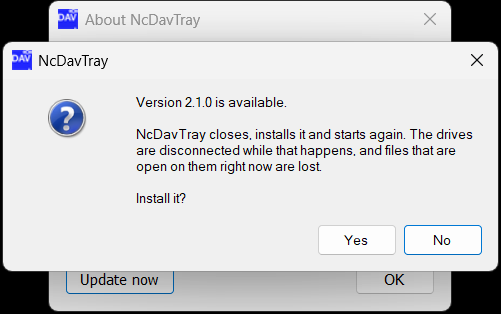 Confirmation before the update runs