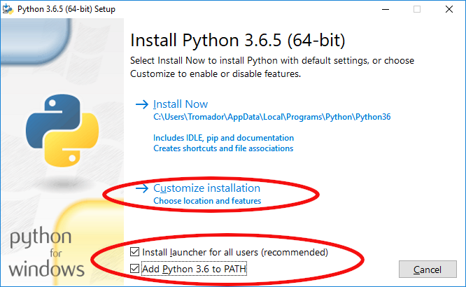 Python installer screen 1