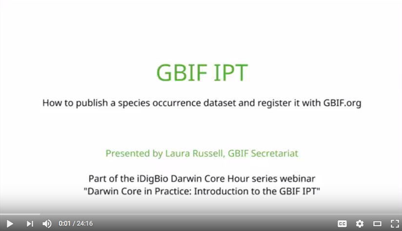 How to publish biodiversity data through GBIF.org using the IPT