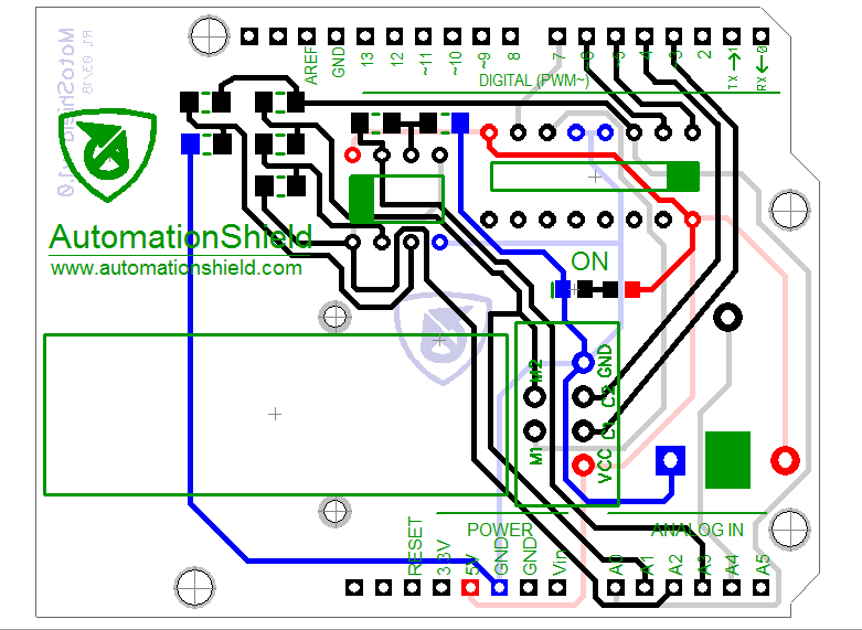 MotoShield PCB from the front.