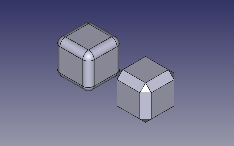 Fillet (left) vs chamfer (right)