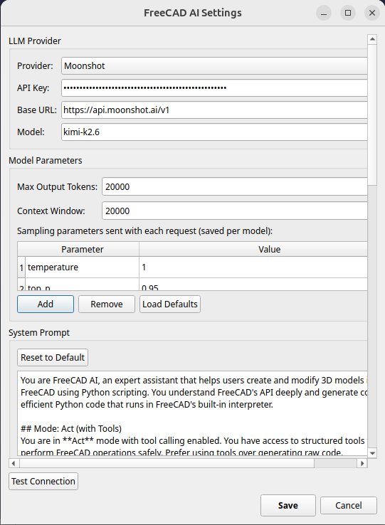 Settings dialog