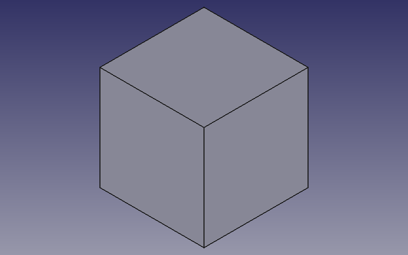 Simple box in FreeCAD viewport