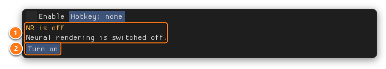 The status card while NR is off