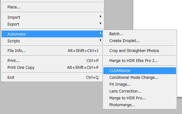 Photoshop menu