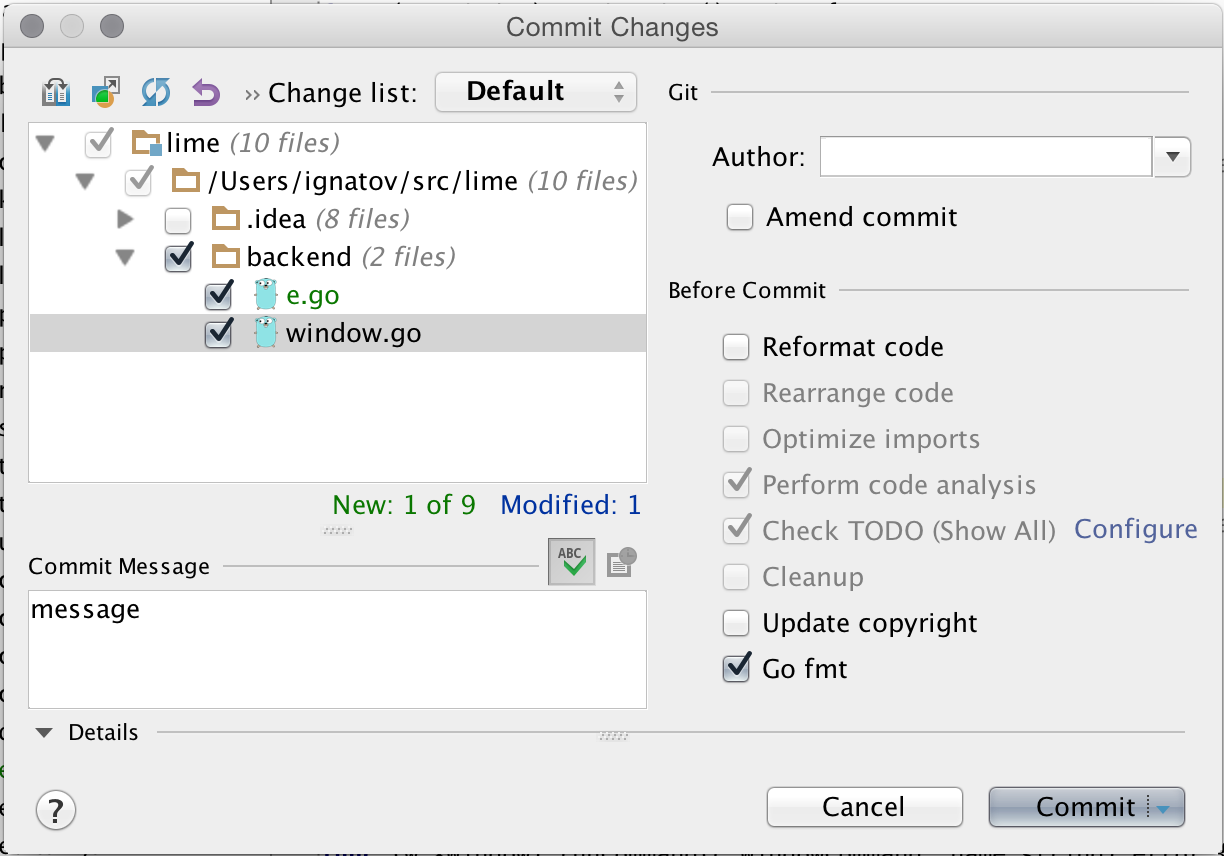 go fmt on git commit