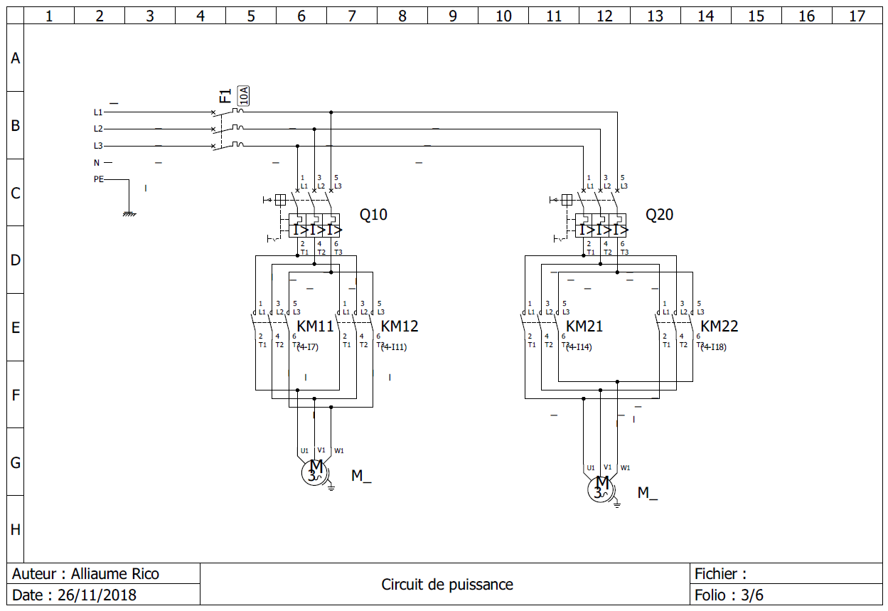 Schéma électrique folio 3 sur 6