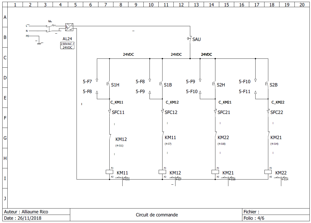 Schéma électrique folio 4 sur 6