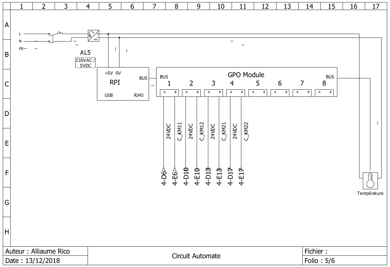 Schéma électrique folio 5 sur 6