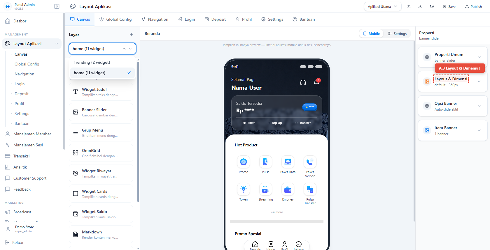 Banner Slider - Layout & Dimensi