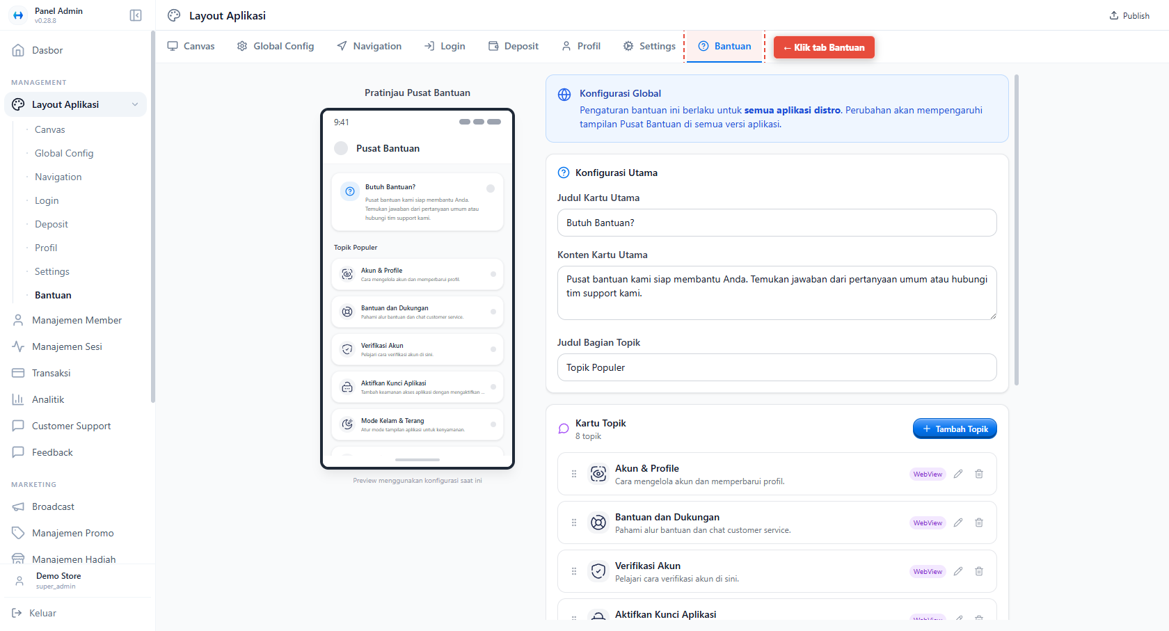 Bantuan Screen - Overview