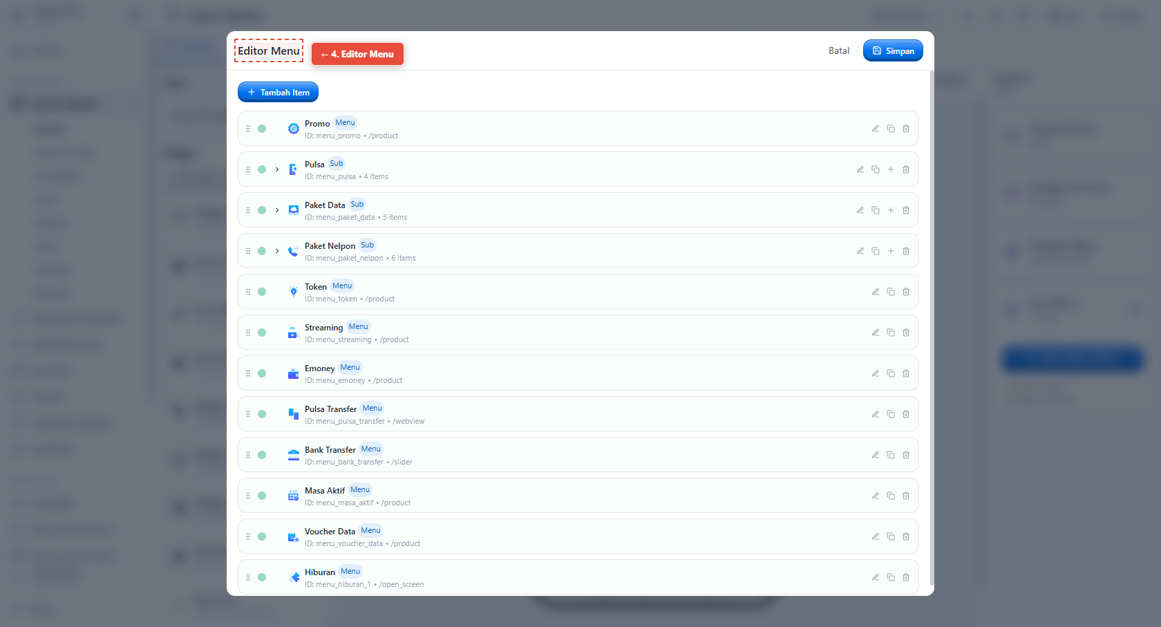 Langkah 4 - Editor Menu