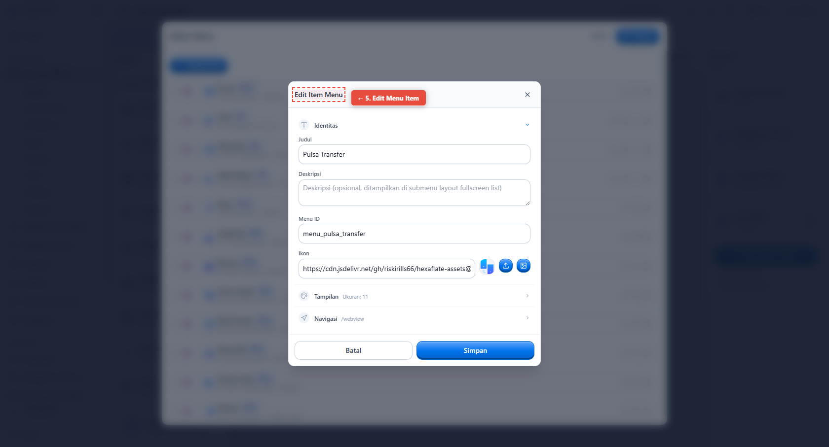 Langkah 5 - Edit Menu