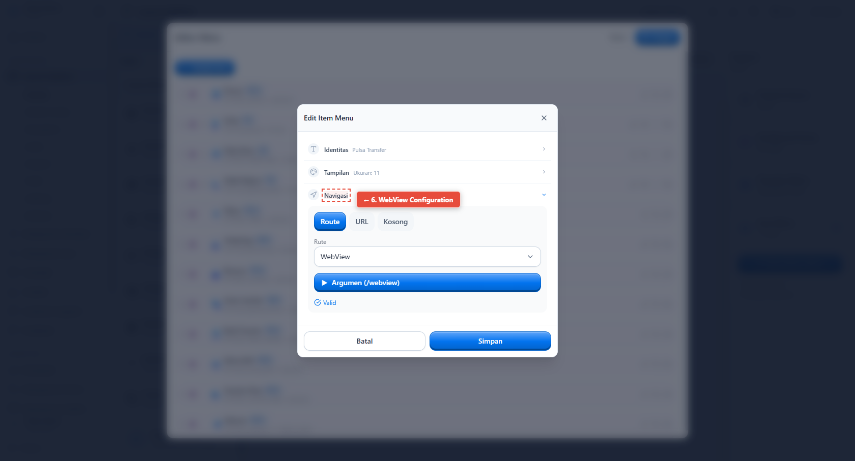 Langkah 6 - WebView Config