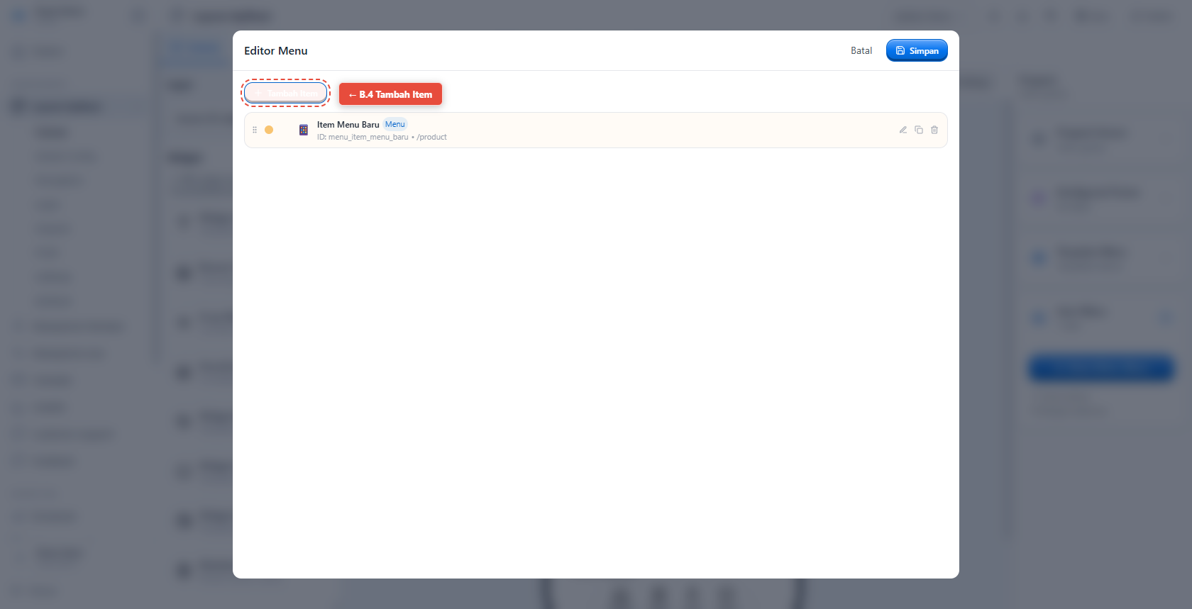 Editor Menu - Tambah Item