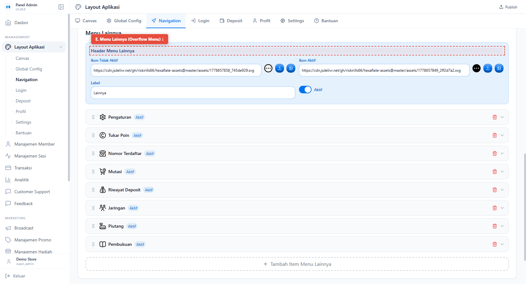Menu Lainnya - Overflow Menu