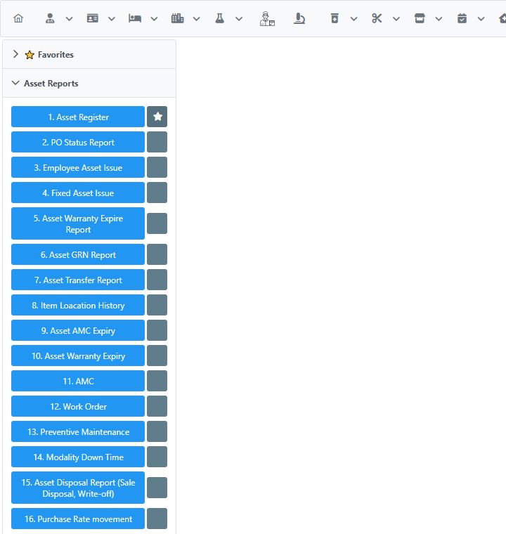 Star filled in after favoriting "1. Asset Register"