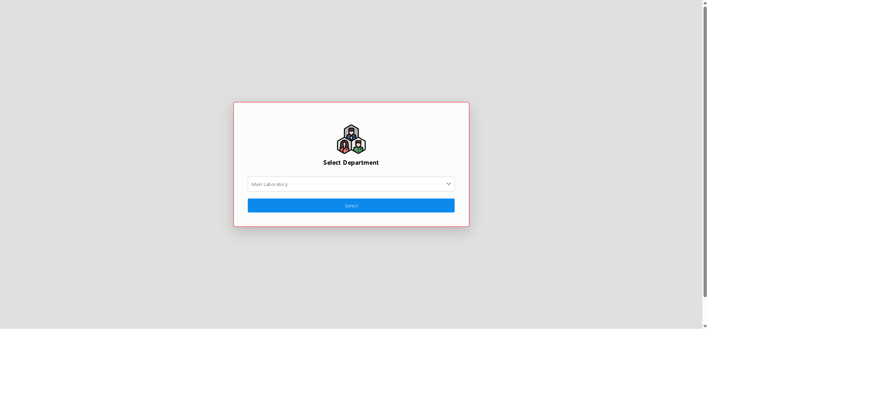 Select Department screen