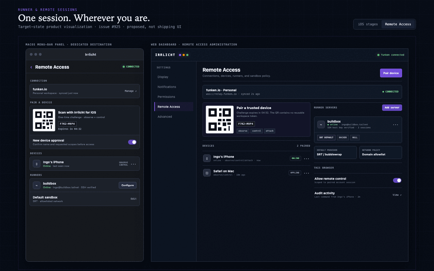 Remote Access configuration on macOS and web