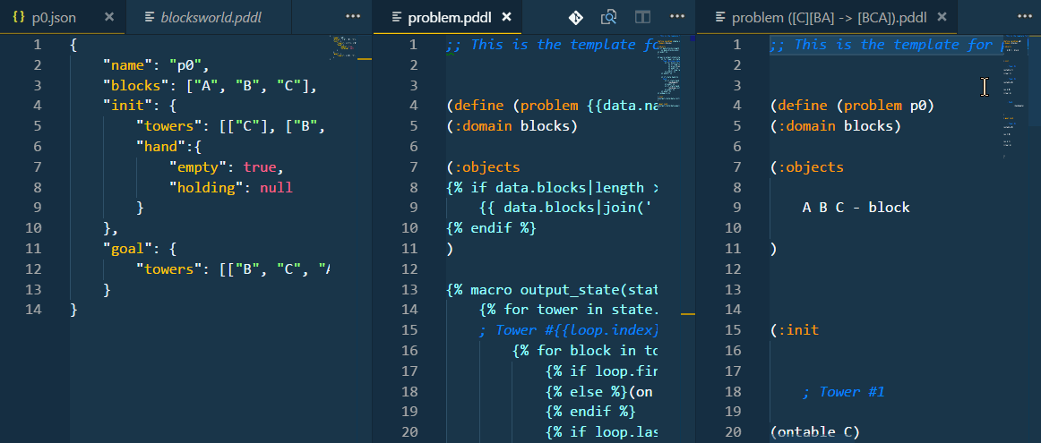 Templated problem file generation with live preview