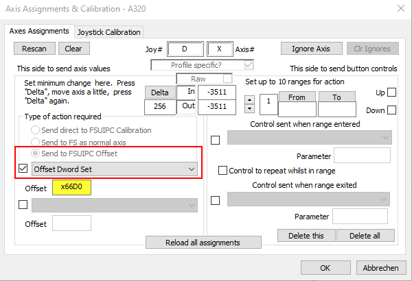 offset assignments in FSUIPC