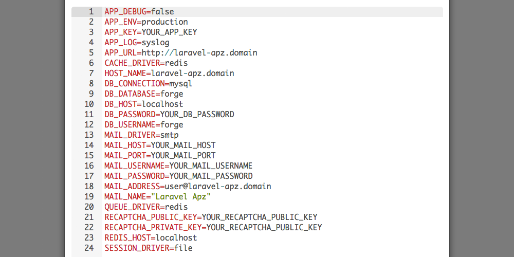 Set .env variables