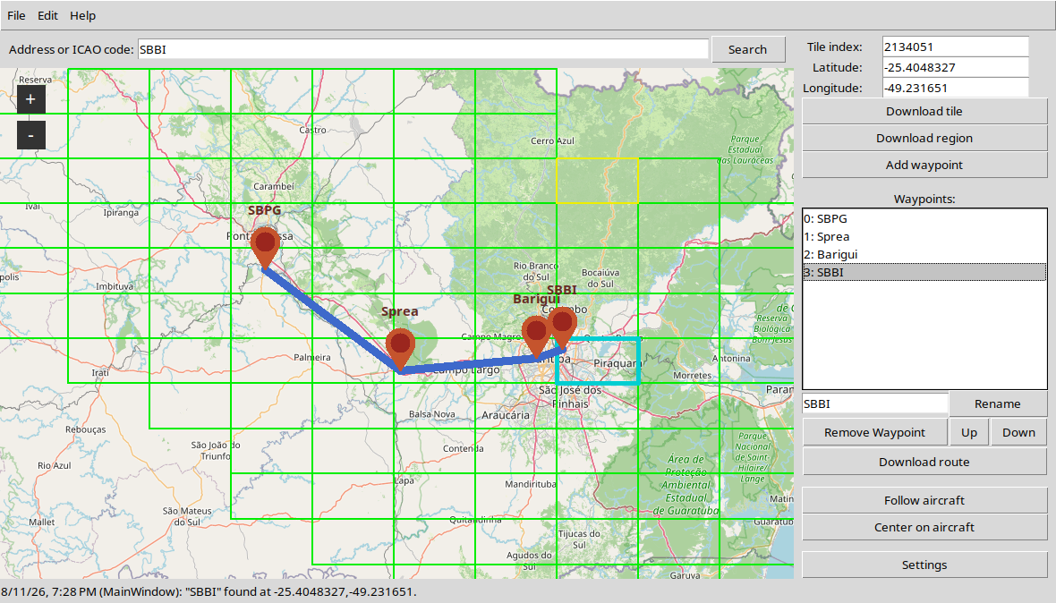 Útil paisagem with a route defined
