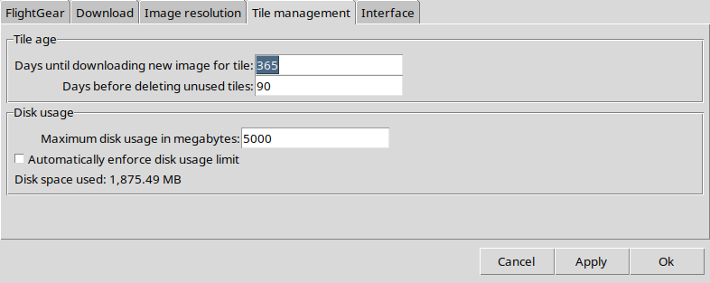 Útil paisagem tile management tab